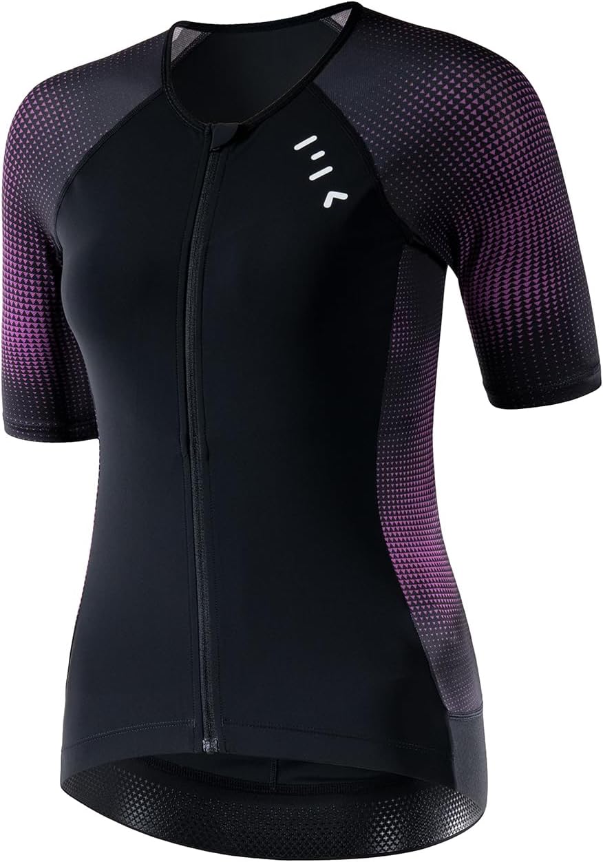 MY KILOMETRE Women's Triathlon Top, Padded, Quick-Dry,Slimming Fit, Secure Lock Zipper, Back Pockets, UPF 50+ UV Protection