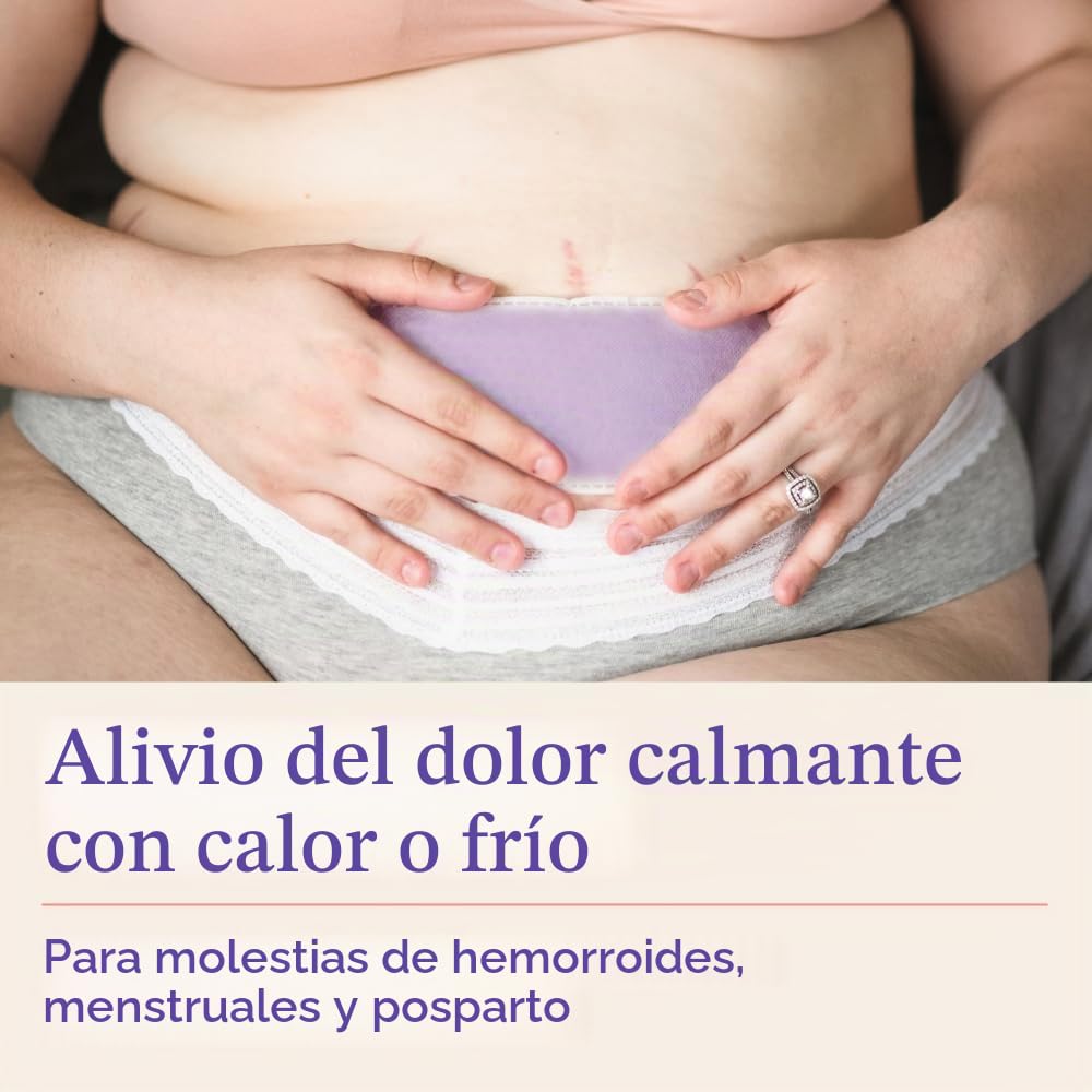 Lansinoh Almohadillas para calor y frío para artículos esenciales posparto, color morado, 2 unidades