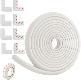 Getamorsy Edge Corner Guards for Baby Safety 5m/20ft [16.5ft Edge + 8 Corner Cushion], Edge Guards and Corner Bumpers, Table Corner protector for Baby Child Kids, Edge Protectors Long Lasting, High Resistant Adhesive White