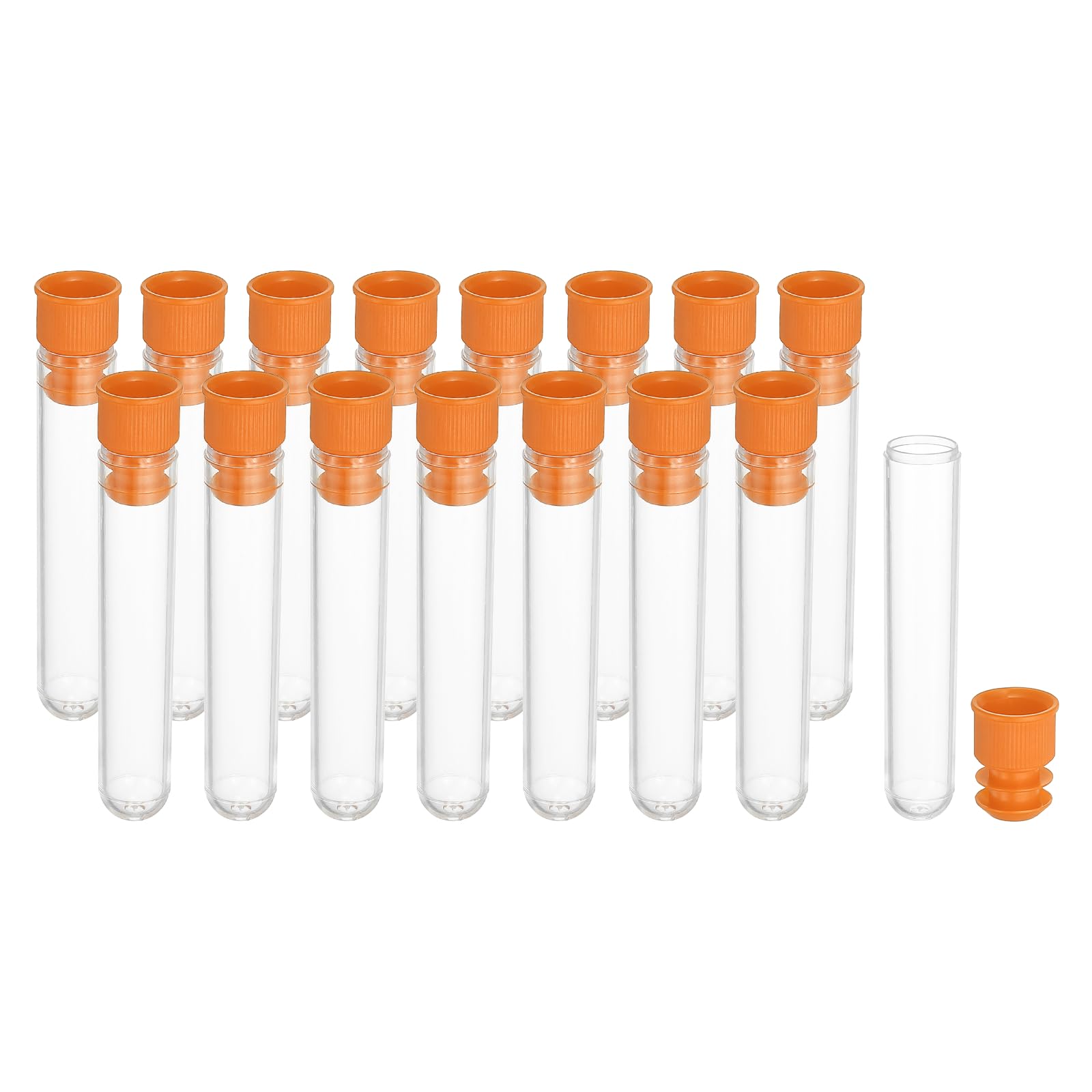 PATIKIL 6cm Length Plastic Sewing Needle Storage Holder, 16 Pcs Portable Embroidery Needle Clear Pin Toothpick Storage Tubes Case for Craft Knitting, Orange