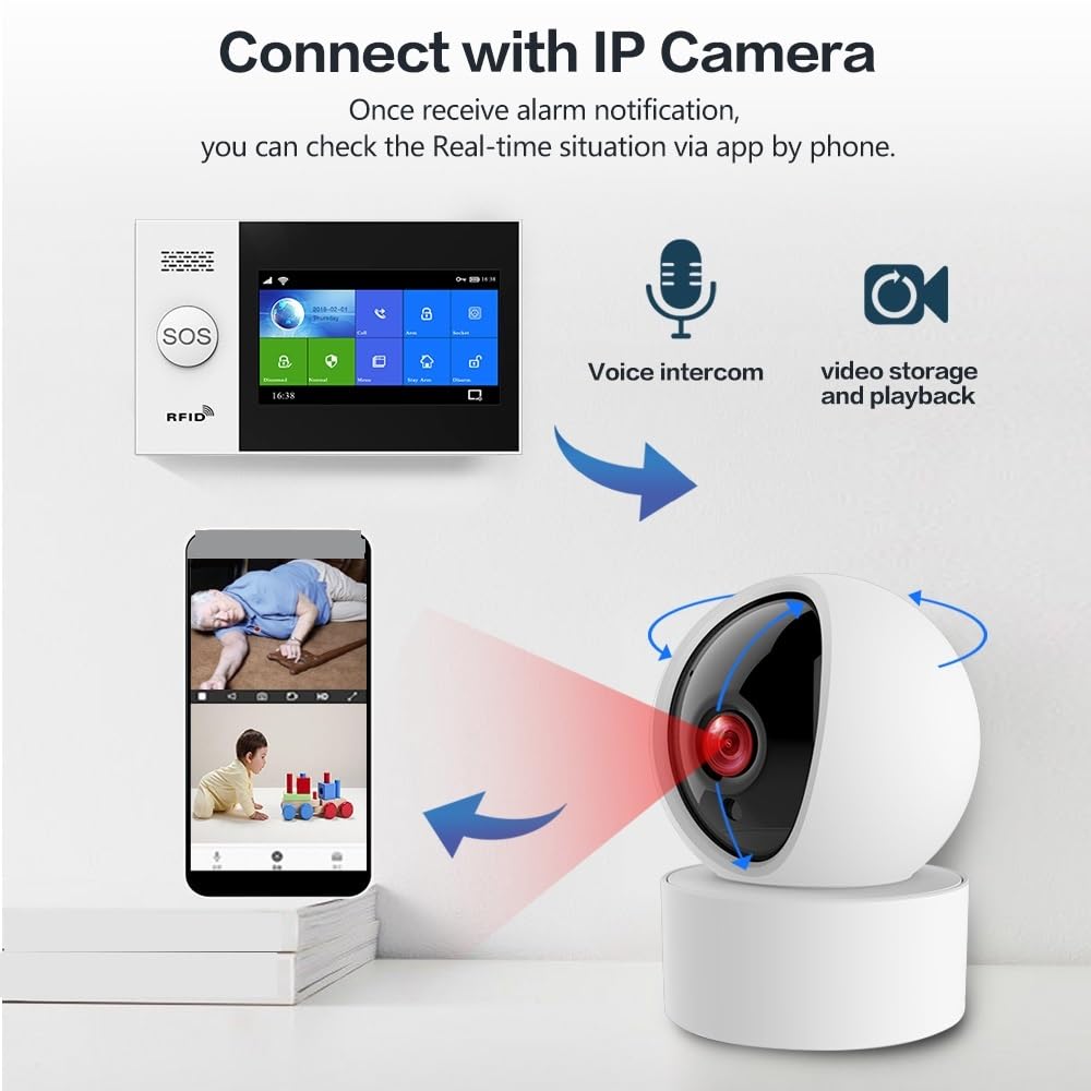 Sistema de Alarma para Casa, de seguridad for el hogar, alarma inteligente Gsm con Sensor de movimiento Pir, Sensor de puerta, tarjeta Rfid, kits de alarma inalámbrica de seguridad,para el hogar(W4B8