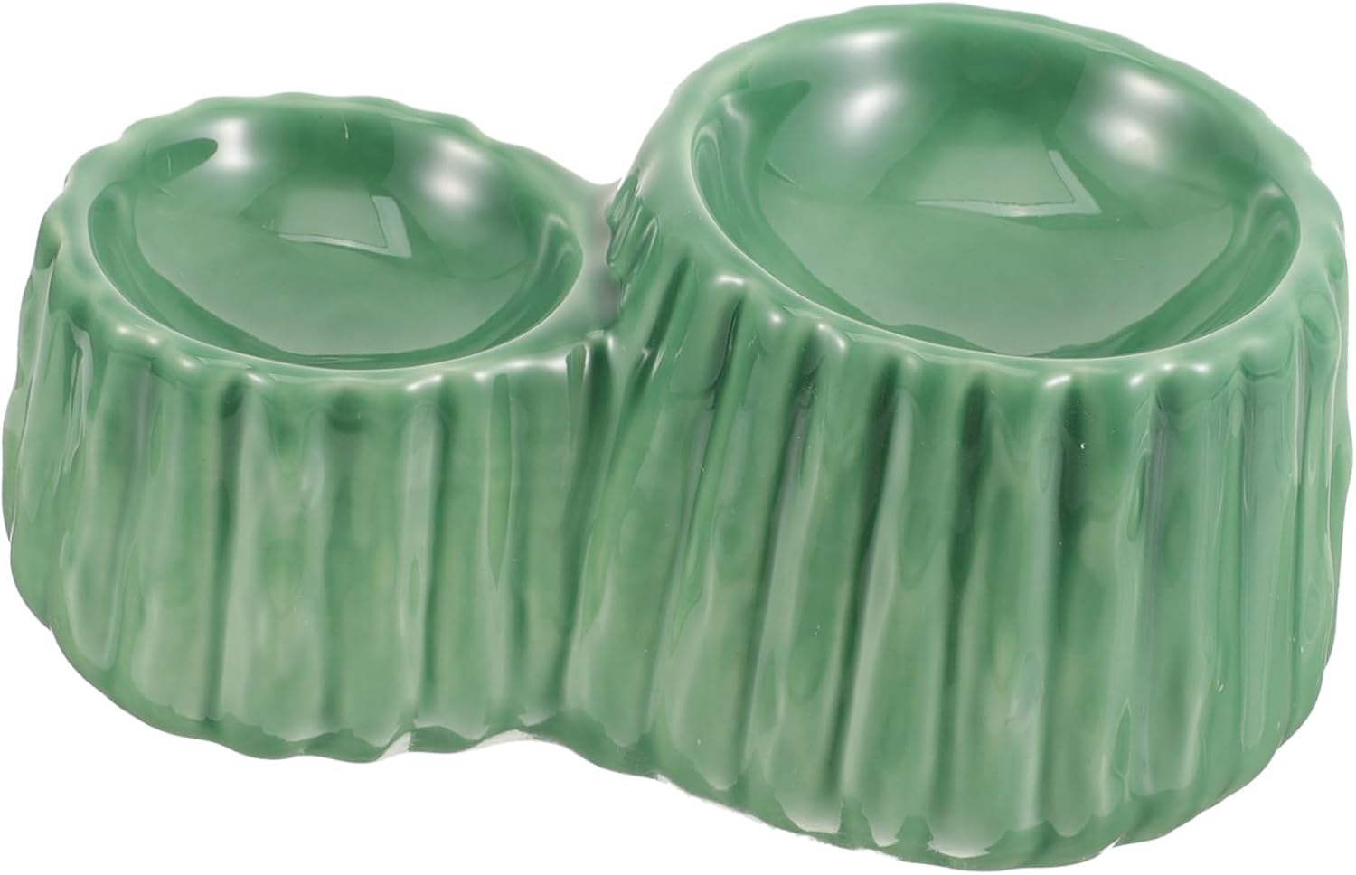 Elevated Cat Feeding Bowl with Neck Guard Durable Ceramic Pet Bowl for Cats Prevents Spills Easy to Clean Stable Base for Comfortable Eating Green