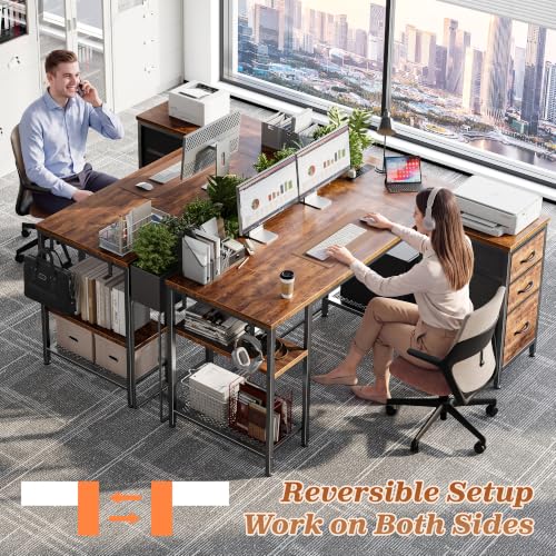 PRAISUN 47.2'' L Shaped Office Desk with Power Outlets and 3 Drawers - image 7