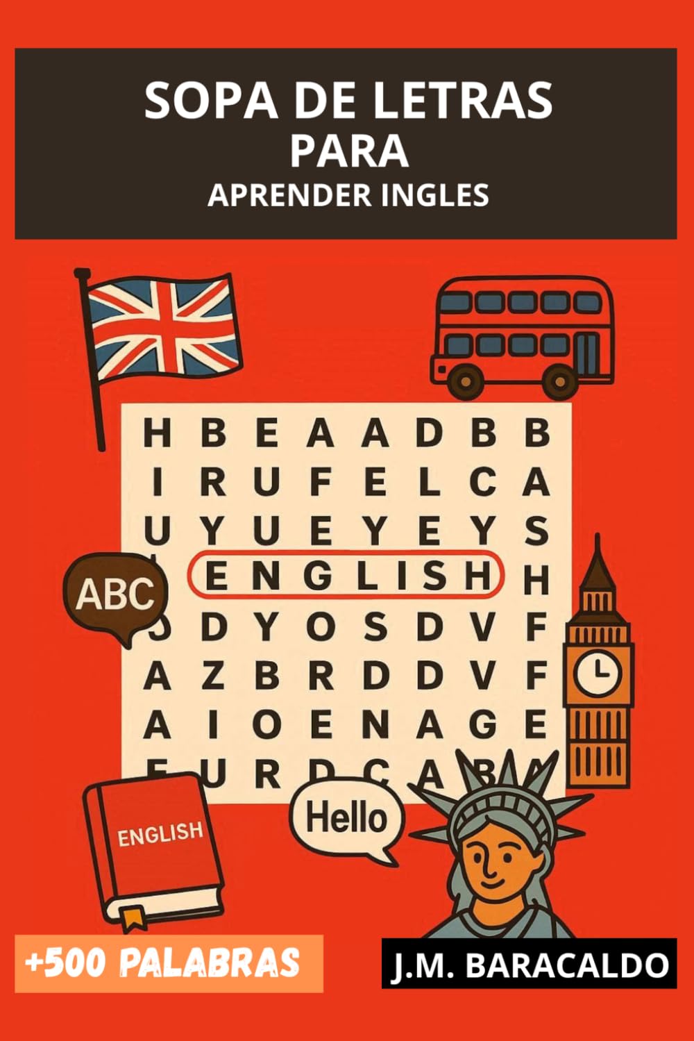 Sopa de Letras para aprender Ingles A1: 70 sopas de letras temáticas para dominar el vocabulario esencial del Nivel A1 - Aprende números, verbos, comida, familia y más de forma divertida.