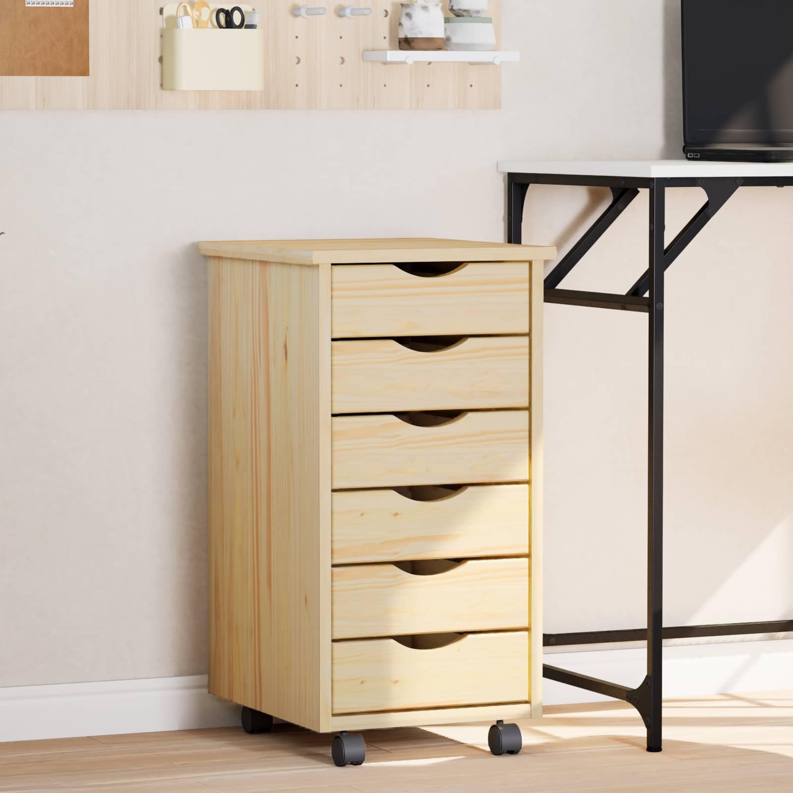 Armadietto Portadocumenti Mobile con Cassetti, Armadietto Portaoggetti per Ufficio su Ruote per Documenti, Libri, Articoli di Cancelleria, Ufficio (34×39×65,5 centimetri)