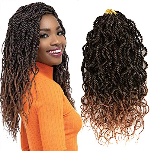 Wavy Senegalese Twist Crochet Hair 18inch 5 packs 15strands/Pack Senegalese Twist Braids wavy Ends synthetic hair Extension(T1B/27)