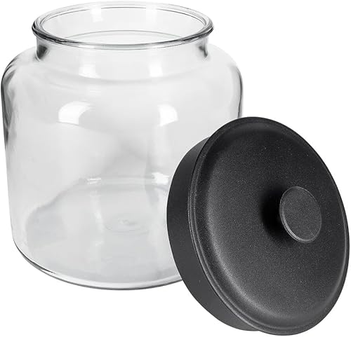 Miniatura 17 de Anchor Hocking, Montana Glass - frascos de vidrio con tapas herméticas Canister, juego de 3 recipientes, negro, metal
