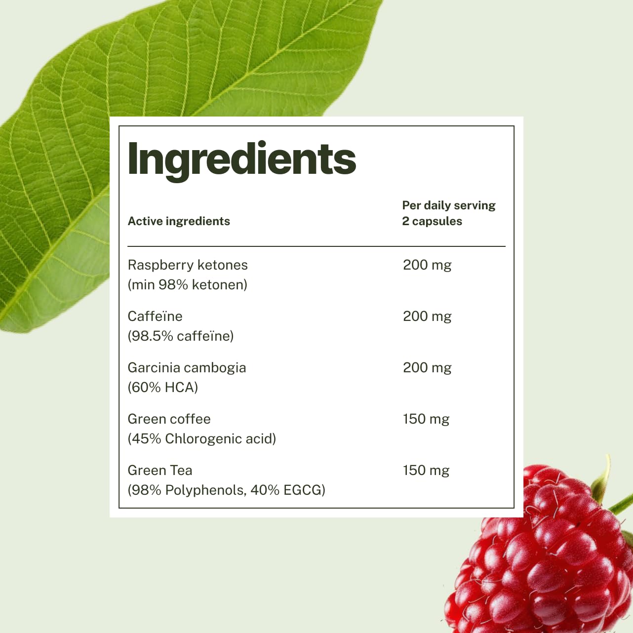 Lipozem Pflanzenextrakt-Supplement, Himbeer und Grüner Tee Extract, 60 Kapseln