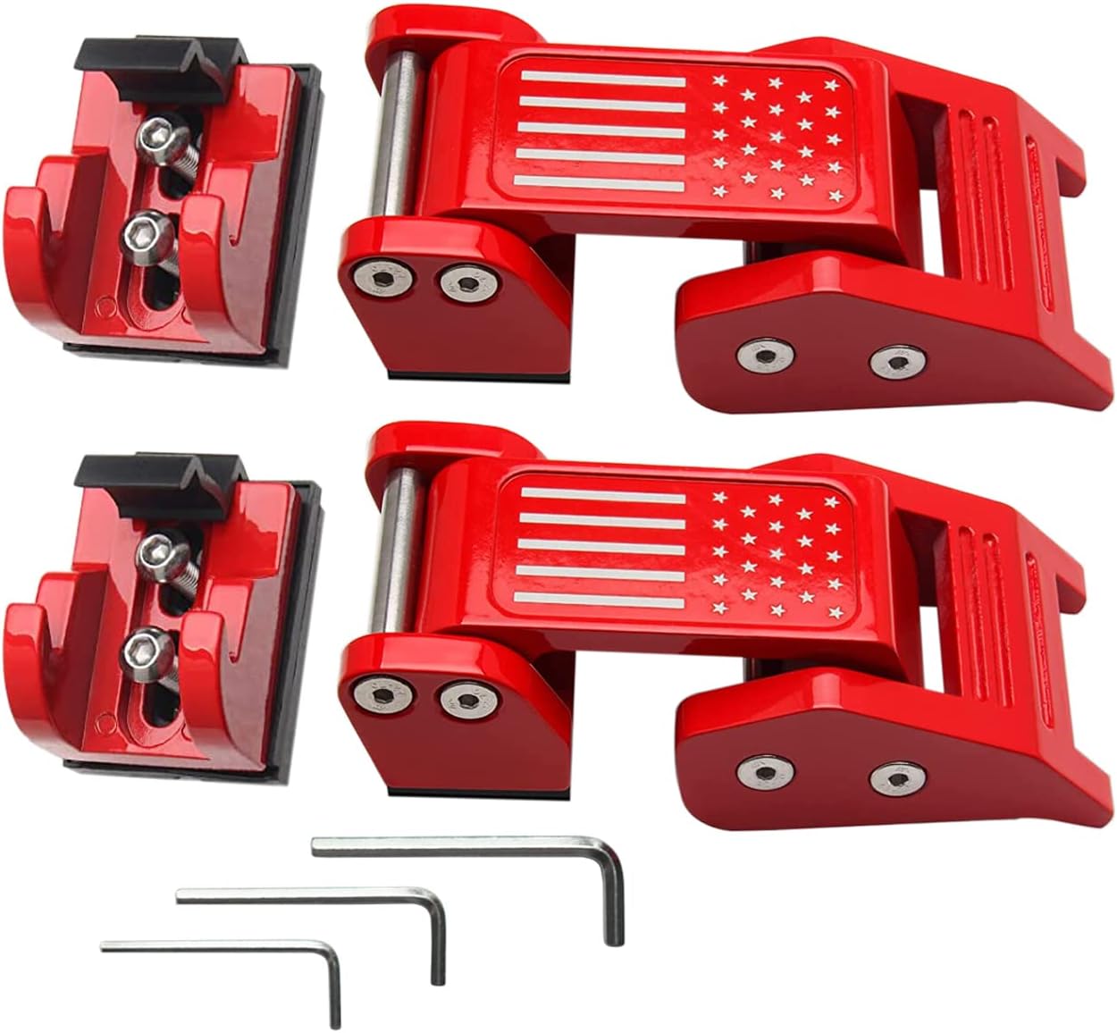 U.S. Flag Red Solid Aluminum Hood Latches Hood Catch Kits for Jeep Wrangler JK JKU JL JLU Rubicon Sahara Sport 2011-2021 2022