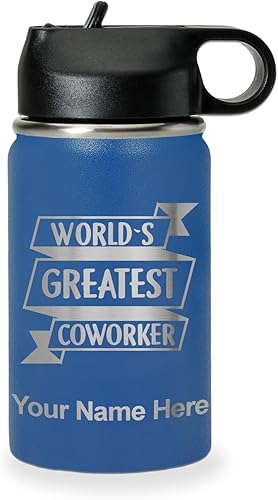 Miniatura 57 de LaserGram Personalized Water Bottle, World's Greatest Coworker, Stainless Steel Double Wall Vacuum Insulated with Flip Top Straw, Custom Engraved