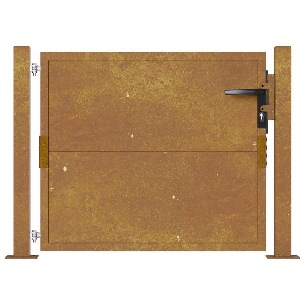 Portal Jardín Acero Corten 100 x 100 cm con Postes y Pestillo