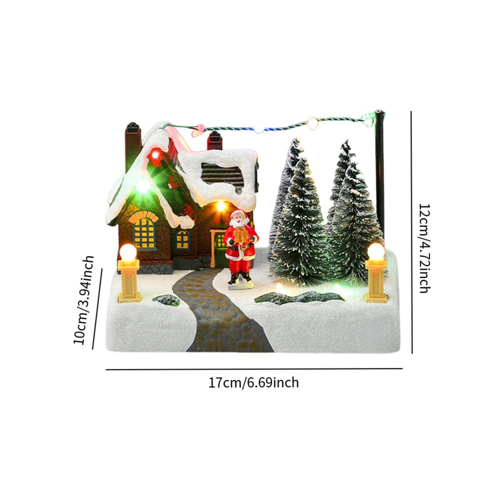 Adorno navideño con Escena de Nieve para casa, Centro de Mesa, Resina, Resistente, decoración de Escritorio con música y luz para en casa, Papá Noel