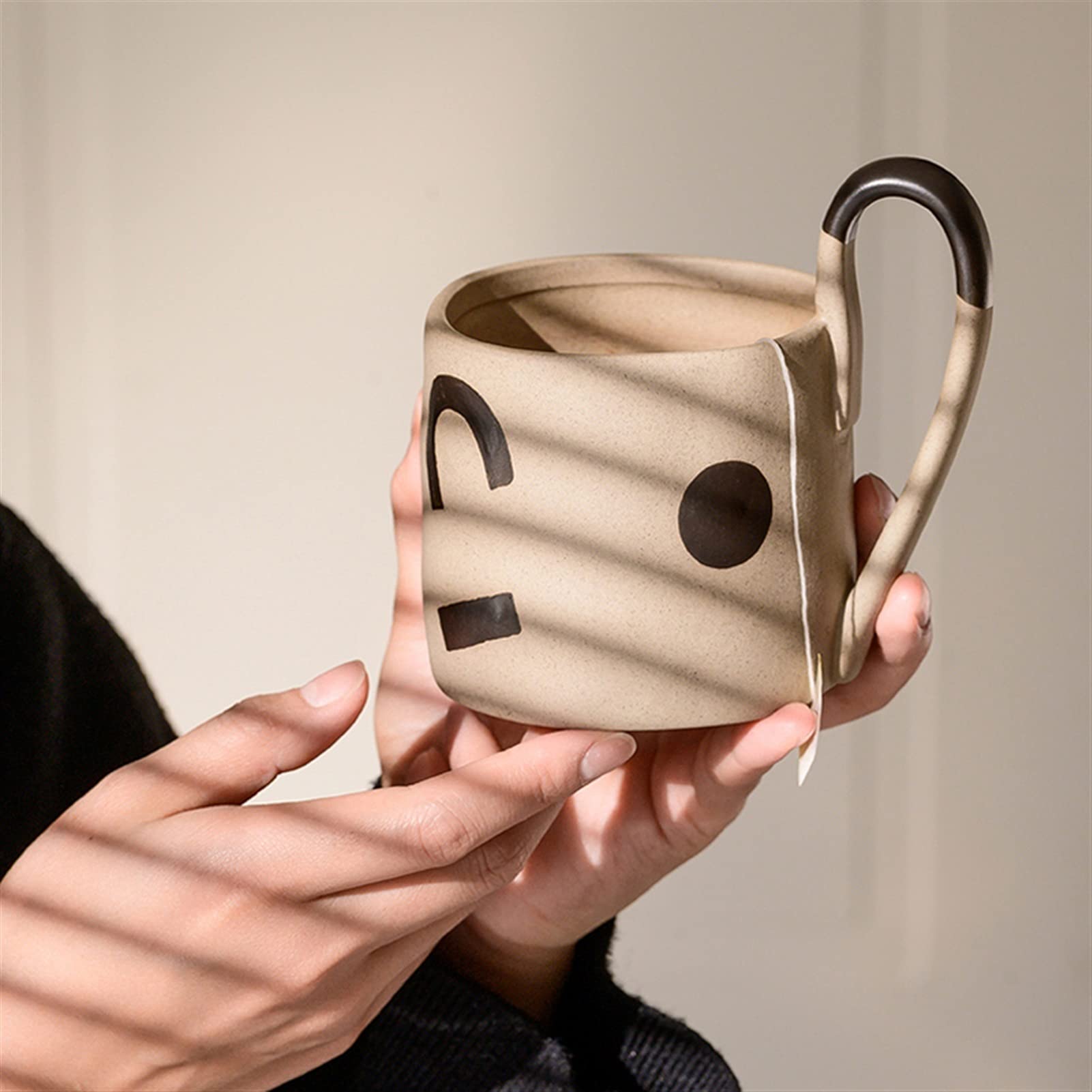 Tazas de Café Copa de café geométrica creativa Manija grande de cerámica personalizada taza de té retra doméstica de la oficina de la oficina de la taza personalizada regalo para Hogar, Oficina, Fiest