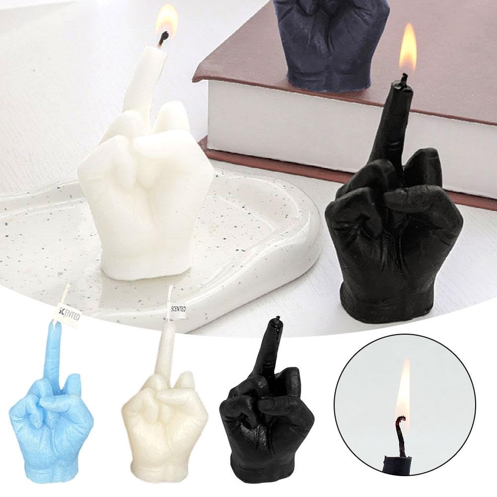 Bougie en Forme de Doigt d'Honneur - Cadeau Original, Aromatique, Décoration de Chambre - Geste de la Main - Fantaisie pour Décoration