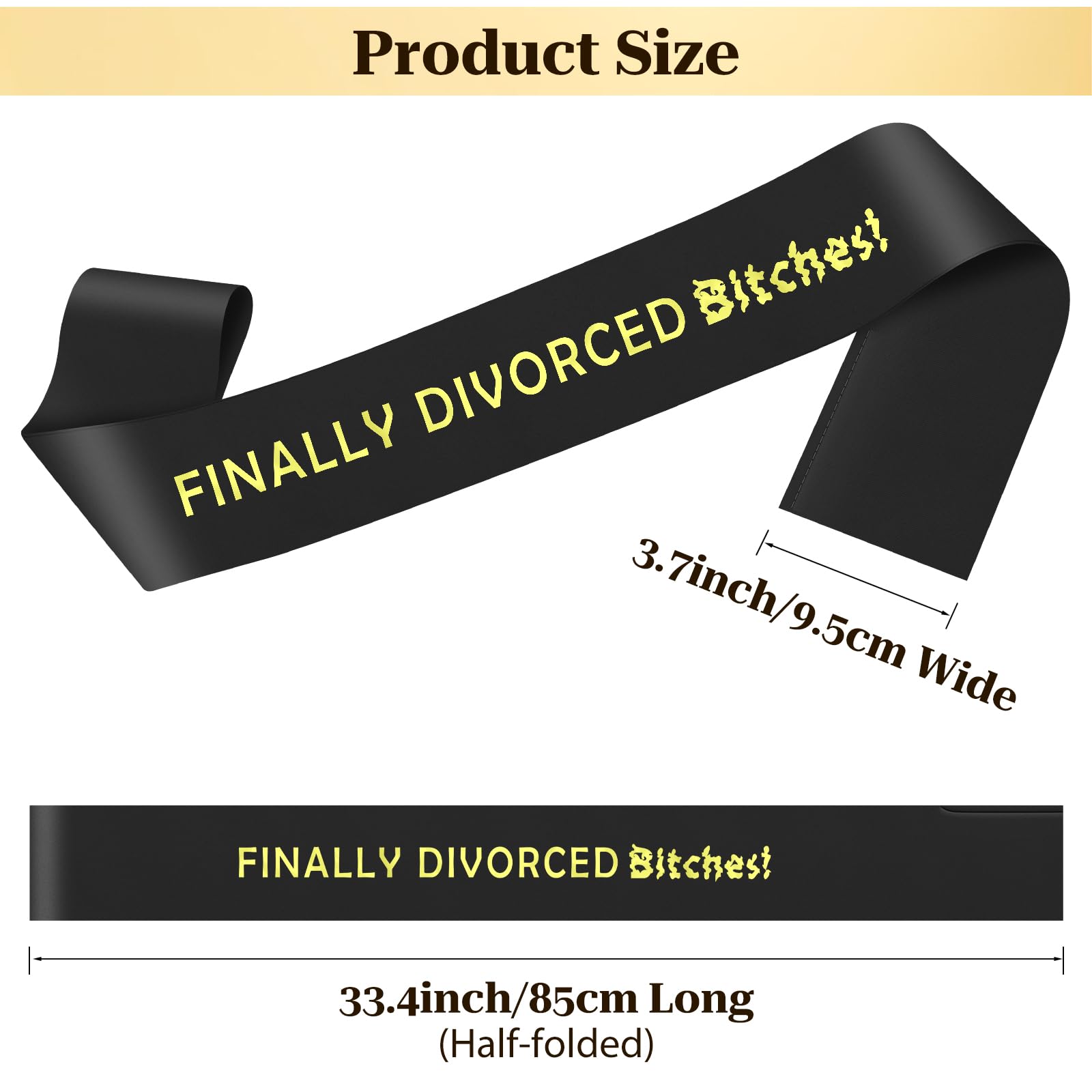 Divorced Sash for Women Men Funny Happy Divorced Party Decoration Black Satin Sash with Gold Lettering Breakup Gifts for Men Women Newly Divorced Woman Divorced Sashes for Woman - Image 2