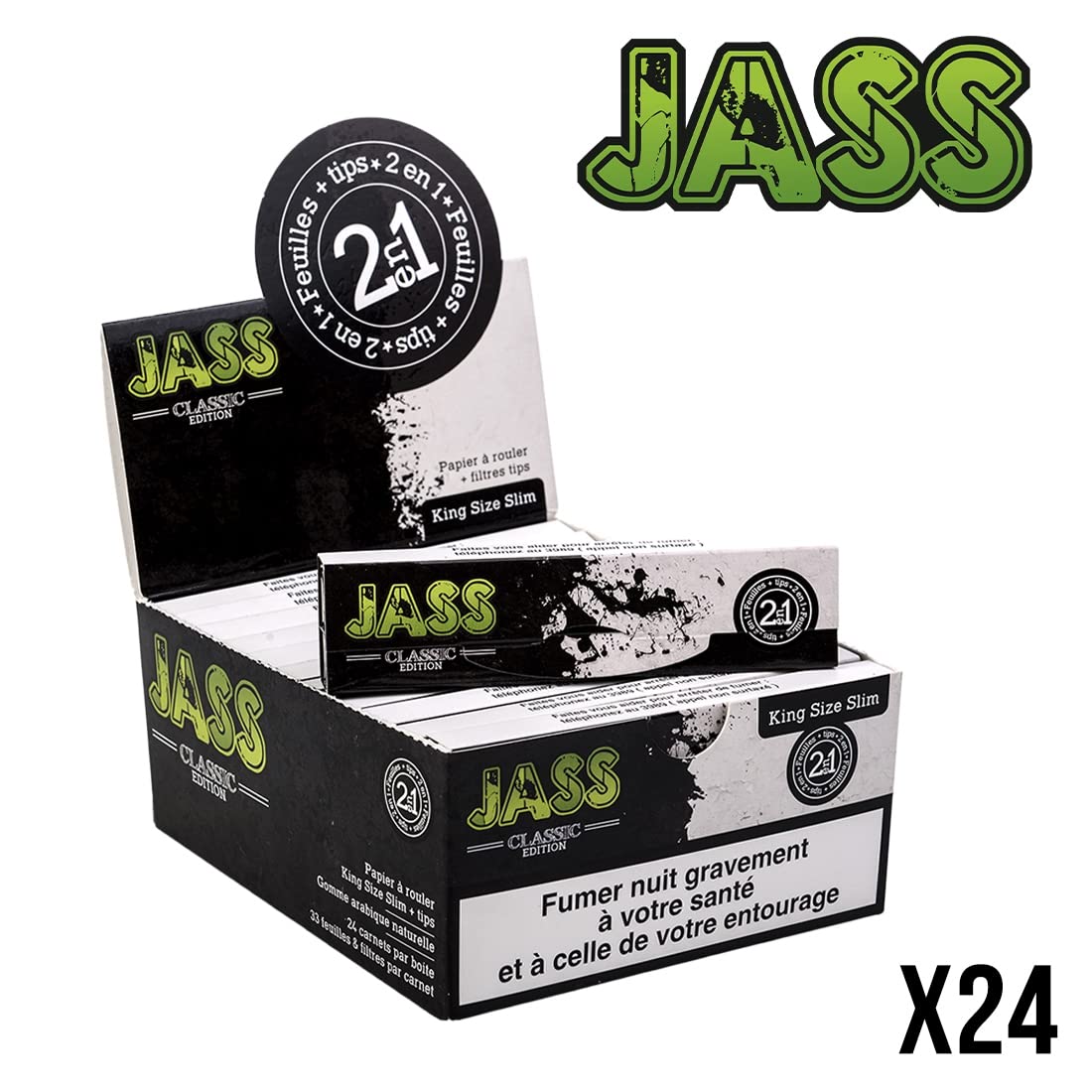Cartine per sigarette JASS 2 in 1 (confezione da 24)