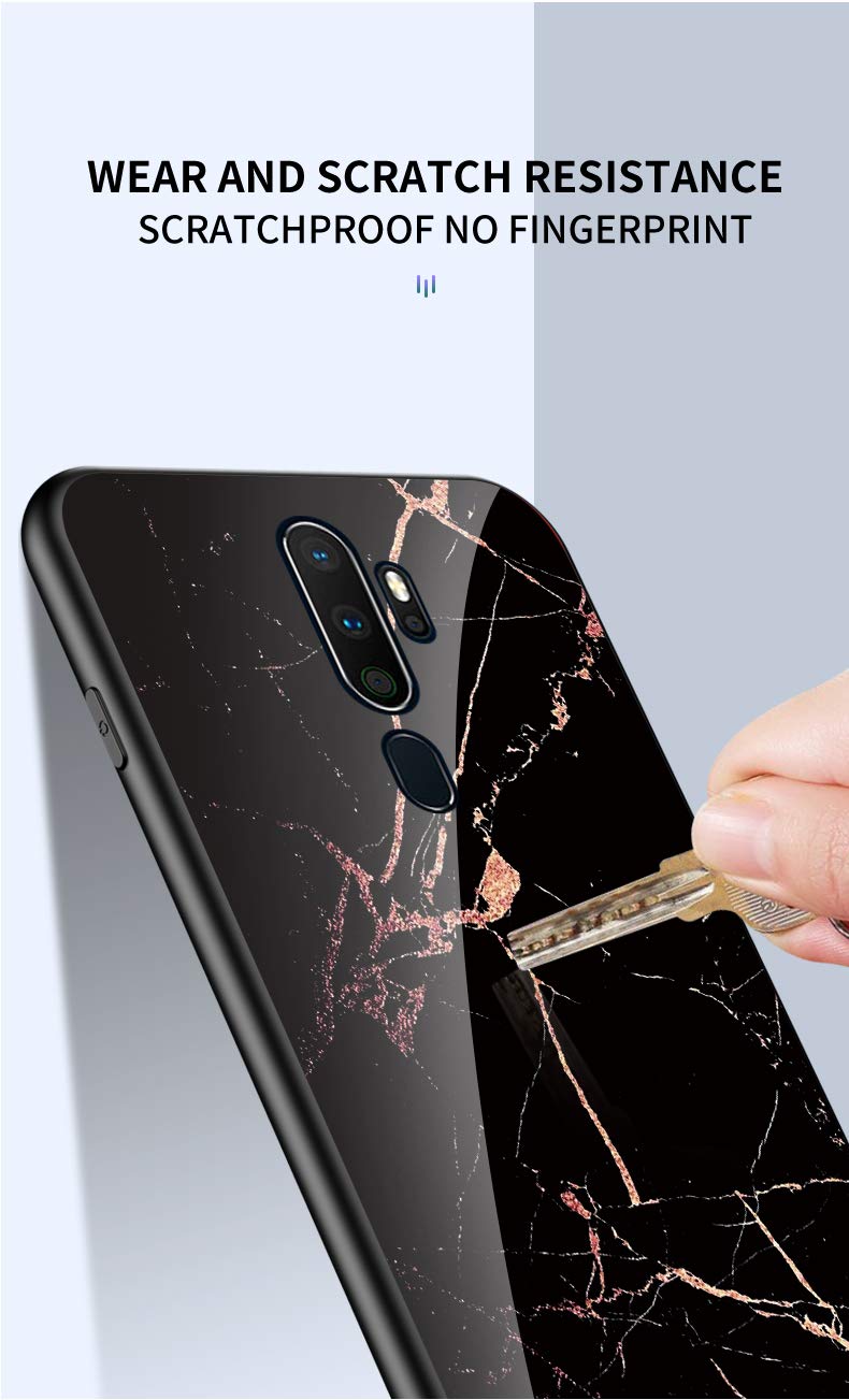 SHIEID Cover Per OPPO F9 In Vetro Temperato E Gomma, Rosso, Custodia Sottile Con Effetto Marmo, Antiscivolo E Antiurto, Protezione Completa - 6