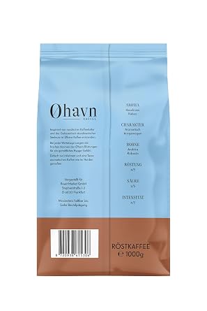 Øhavn Espresso (1 kg) For Portafilter Machine Fully Automatic Coffee Machines & Mocha Pot Aromatic Espresso Blend Made of Arabica and Robust Beans Whole Beans Medium Espresso Roast (City Roast)
