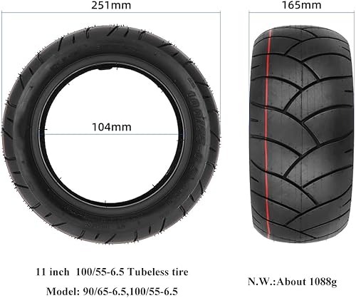Miniatura 2 de 1 unids 11 pulgadas sin cámara scooter eléctrico neumático 9065-6.5 Tubeless neumáticos 10055-6.5 Tubeless neumático para scooter eléctrico