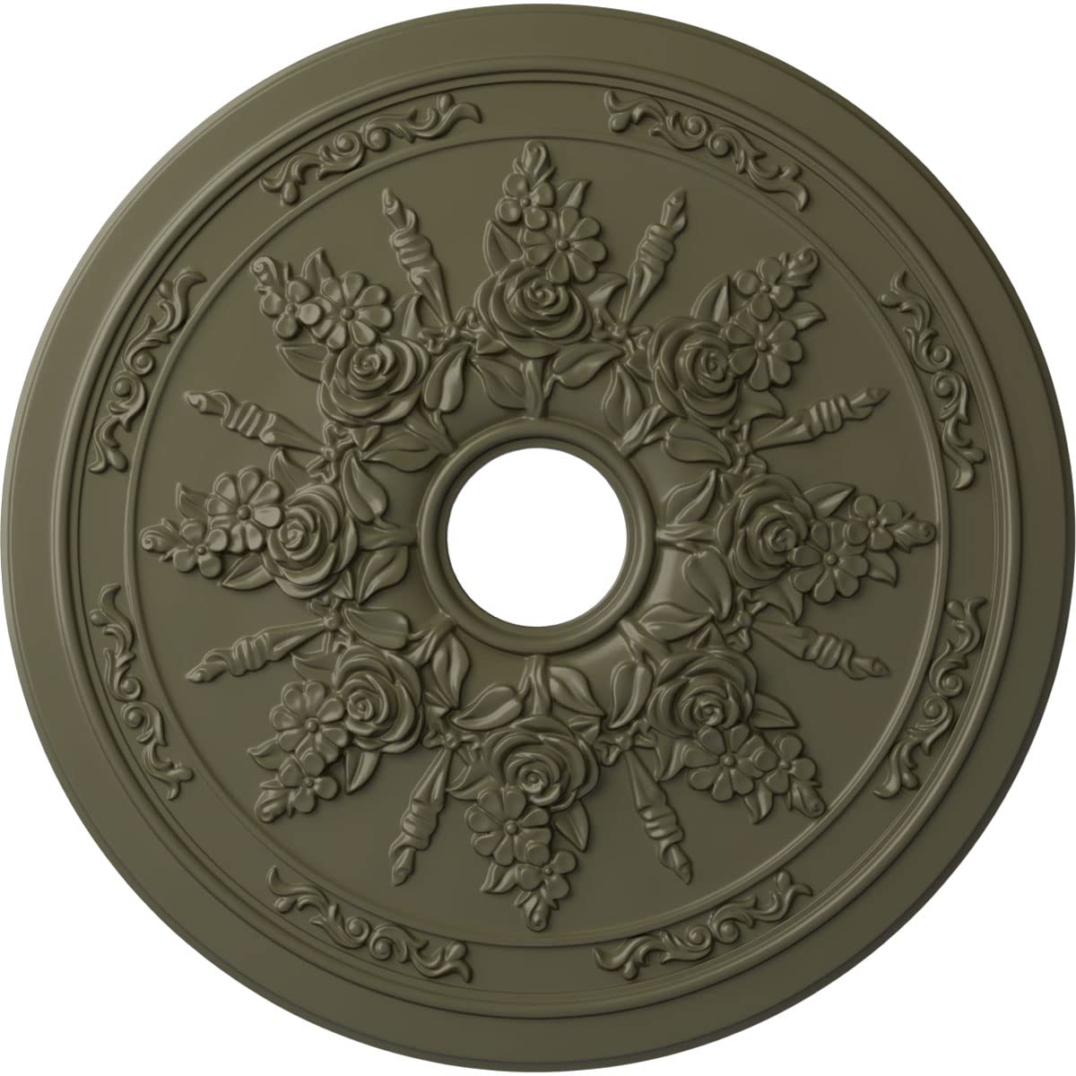 Medalla de techo con rosas Ekena Millwork CM23ROPTF pintada