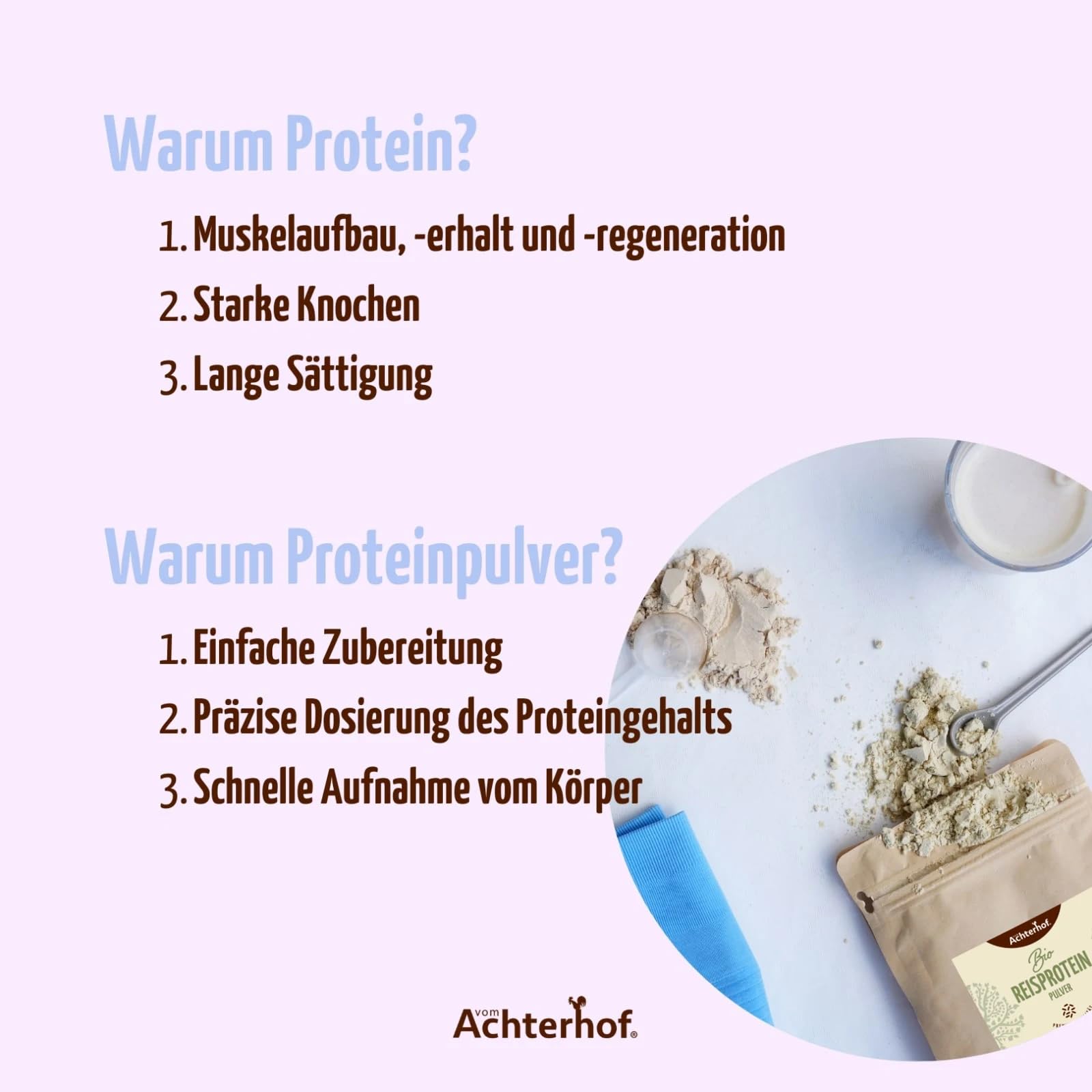 Reisprotein BIO | 1 KG | 83% Proteinanteil | Veganes Proteinpulver | Glutenfrei | direkt vom Achterhof