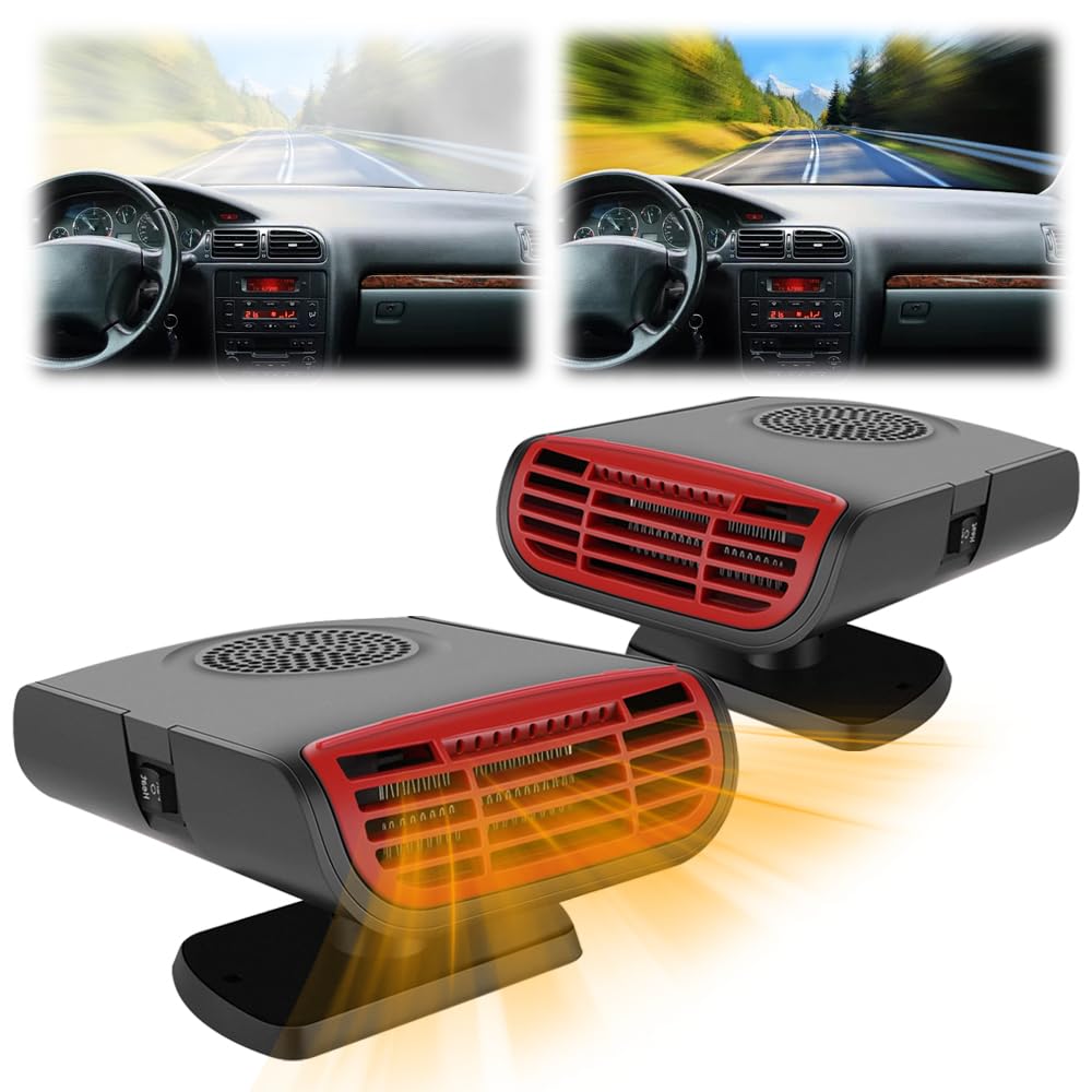 Car Heater, 2025 New 2 in1 Portable Car Heaters for Vehicle, 12V Car Heater That Plugs Into Cigarette Lighter, Car Defroster Windshield Demister, Auto Defogger 360° Rotatable Heater for Car (2)