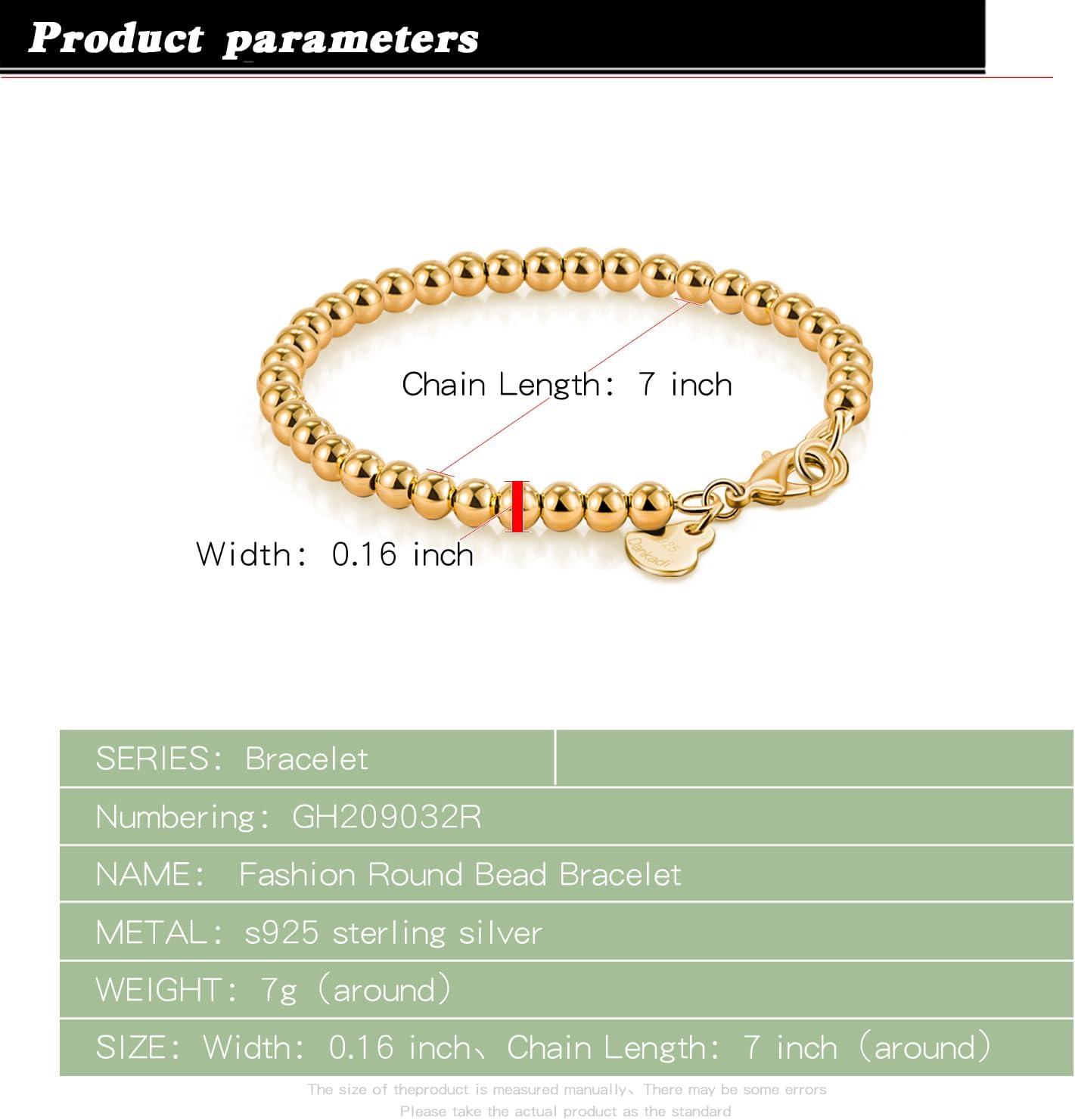 Dankadi Women 925 Sterling Silver Round Bead Bracelet Minimalist 4-6MM 13-21CM Bell and Heart Pendant Prayer Beads Link Chain Bracelet Men Charm Jewelry Gift - Image 3