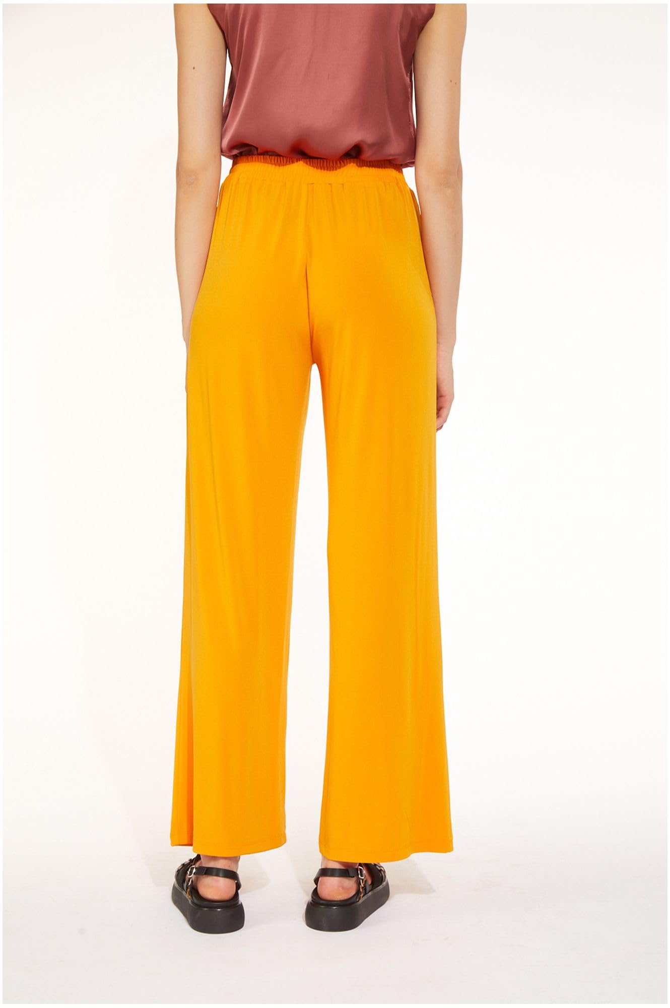 CafèNoir Pantalones Palazzo con elástico de jersey