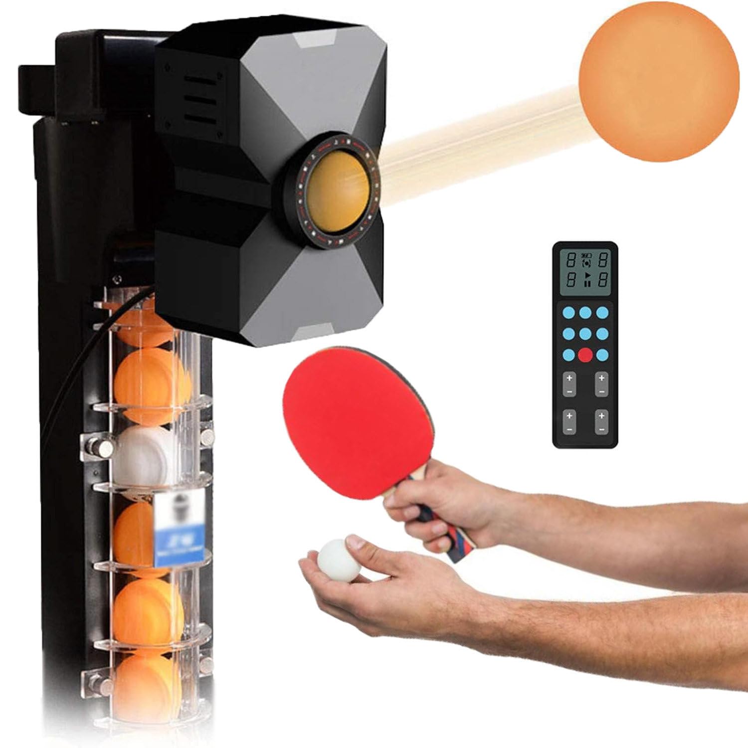 Oiyeknrd Automatic Ping-Pong Ball Serving Machine,Professional Table Tennis Automatic Ball Collection/Serve Machine,With Ball Recycle Catch Net