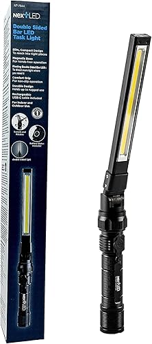 Miniatura 5 de NextLED NT-7543 Luz de trabajo LED plegable recargable, luz de trabajo LED COB delgada con base magnética. Linterna ultra brillante, aluminio