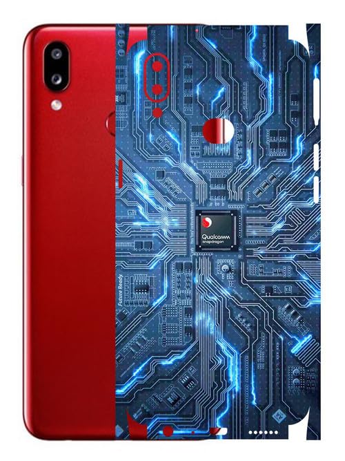 Image of AtOdds - Samsung Galaxy A10s Mobile Back Skin Sticker - Lamination - Rear Screen Guard Protector Film Wrap (Coverage - Back+Camera+Sides) (Design - Circuit)