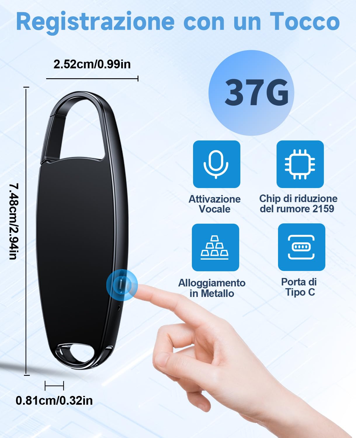 Registratore Vocale Portatile, Mini 32GB Registratore Professionale ad Attivazione Vocale con 25 Ore, Riduzione del Rumore per Lezioni, Riunioni, Interviste, Conferenze