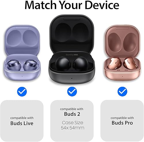 Miniatura 2 de Whitestone - Carcasa protectora de cuerpo completo con mosquetón diseñada para Galaxy Buds 2Galaxy Buds ProGalaxy Buds Live, color negro