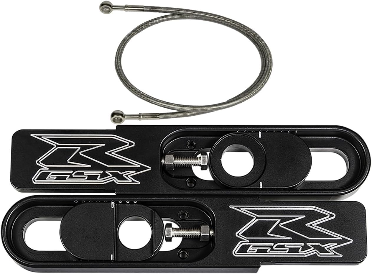 FTD Customs2003-2004 GSXR 1000 Swingarm Extensions Black Engrave - Made in USA (4.5-9" Stretch with Brake Line)