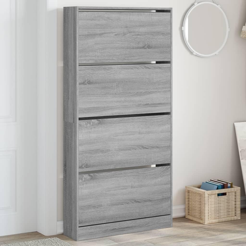 Scarpiera con 4 ante grigio sonoma, 80 x 21 x 163,5 cm