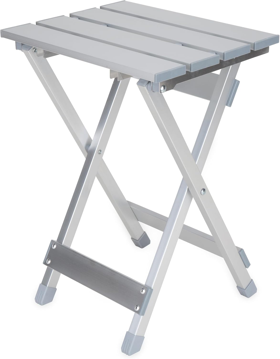 Camco Aluminum Small Outdoor Side Table - Folding Camping Table Supports Up to 130lb - Features Durable Aluminum Construction - Collapses for Easy RV Storage - (51890)