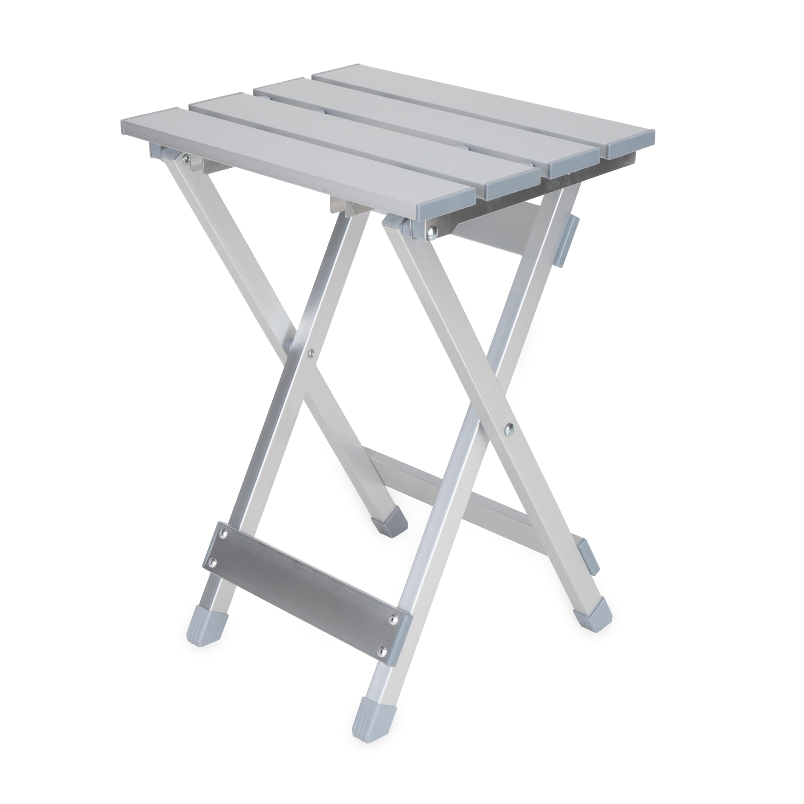 Camco Aluminum Small Outdoor Side Table - Folding Camping Table Supports Up to 130lb - Features Durable Aluminum Construction - Collapses for Easy RV Storage - (51890)