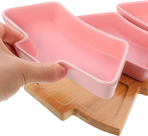Miniatura 6 de Angoily Bandeja de cerámica con forma de árbol de Navidad para entretenimiento, plato de servir alimentos con base para aperitivos, aperitivos,
