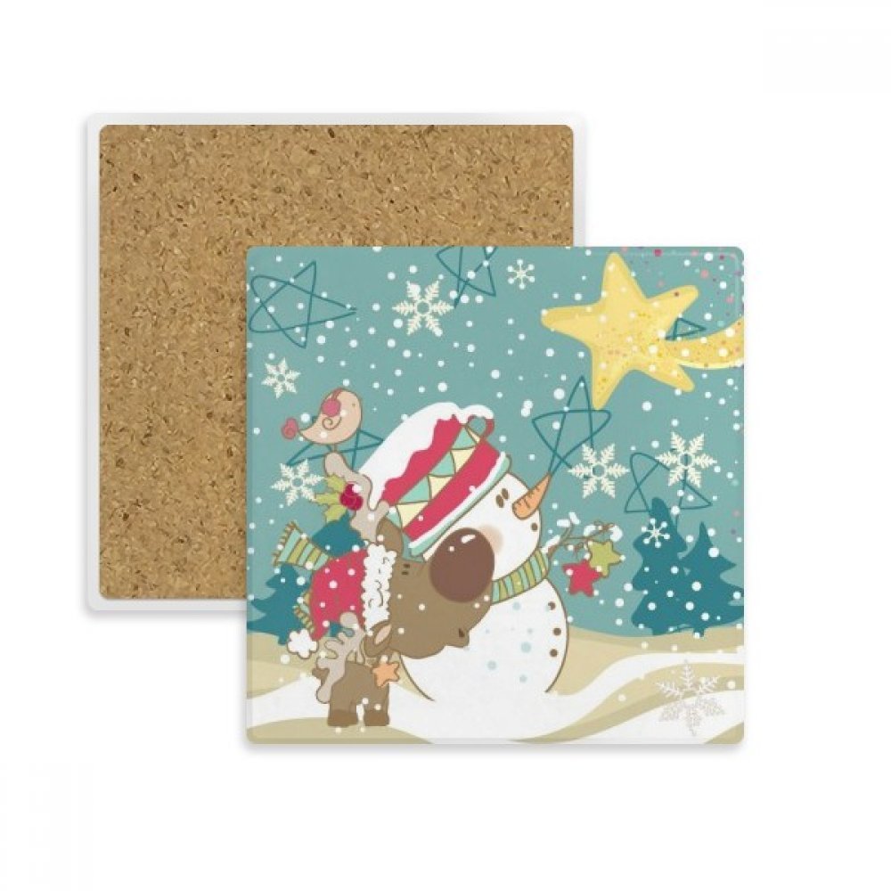 Coupe du chien festival cadeau absorbant sous-verre carré en pierre de Noël