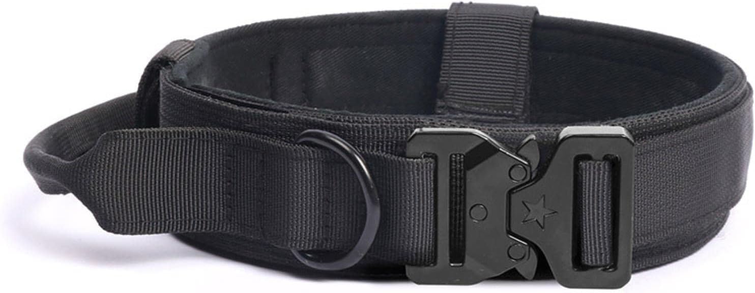 The Comfort Dog Collars,Nylon Tactical Dog Collar with Handle Heavy Duty Dog Collar with Metal Buckle Easy Control for Medium and Large Dogs(Pink,L)
