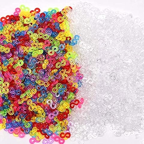 Jsleid Loom S Clips, 500 Stück S Clips Weiß, 500 Stück S Clips Bunt, Loom Bands S Clips, Webstühle Bands Clips, Webstuhl S Clips Cover