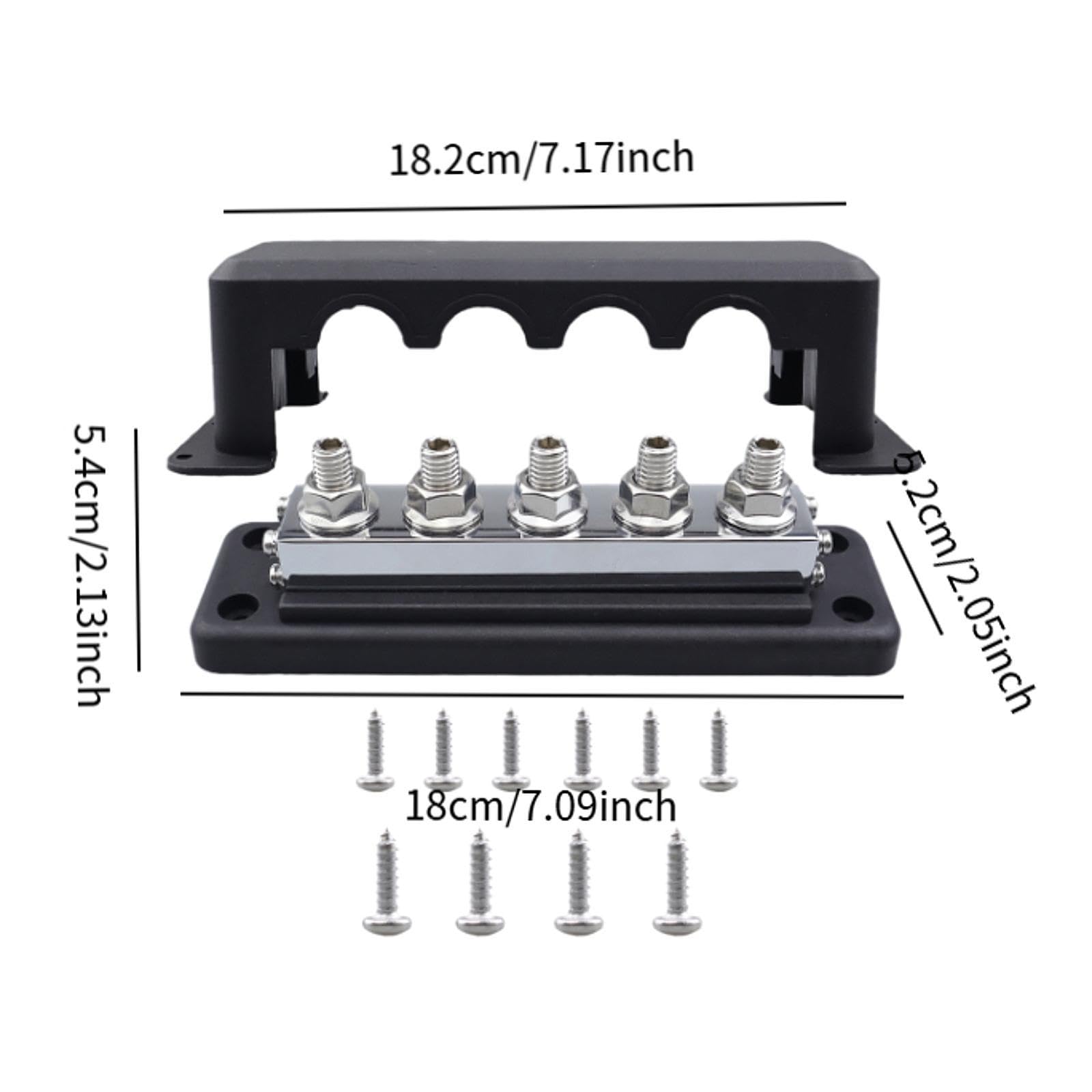 Stromverteilerblock 300 V,5-polig,schwarz,18 x 5,2 x 5,4 cm