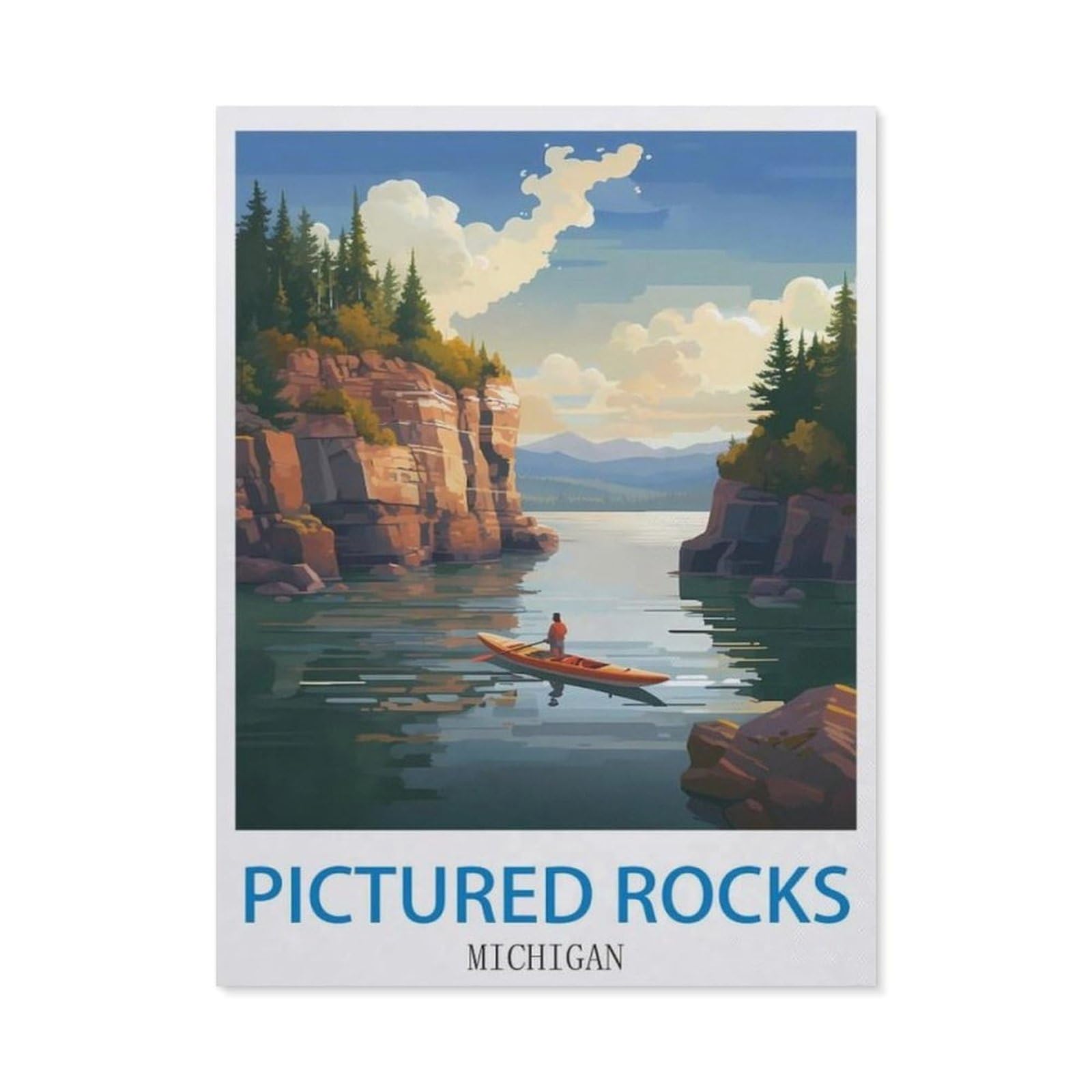 BEAYODKP 5D Diamond Painting Set for Adults and Children，Pictured Rocks Michigan，DIY Diamond Crystal Rhinestone Embroidery Painting（50 x 60 cm/19.68 x 23.62 inches）-CO18
