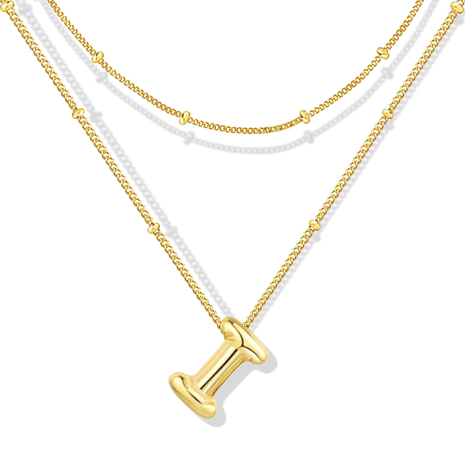 ZECICO Bubble Letter Necklace - Personalized Initial Pendant