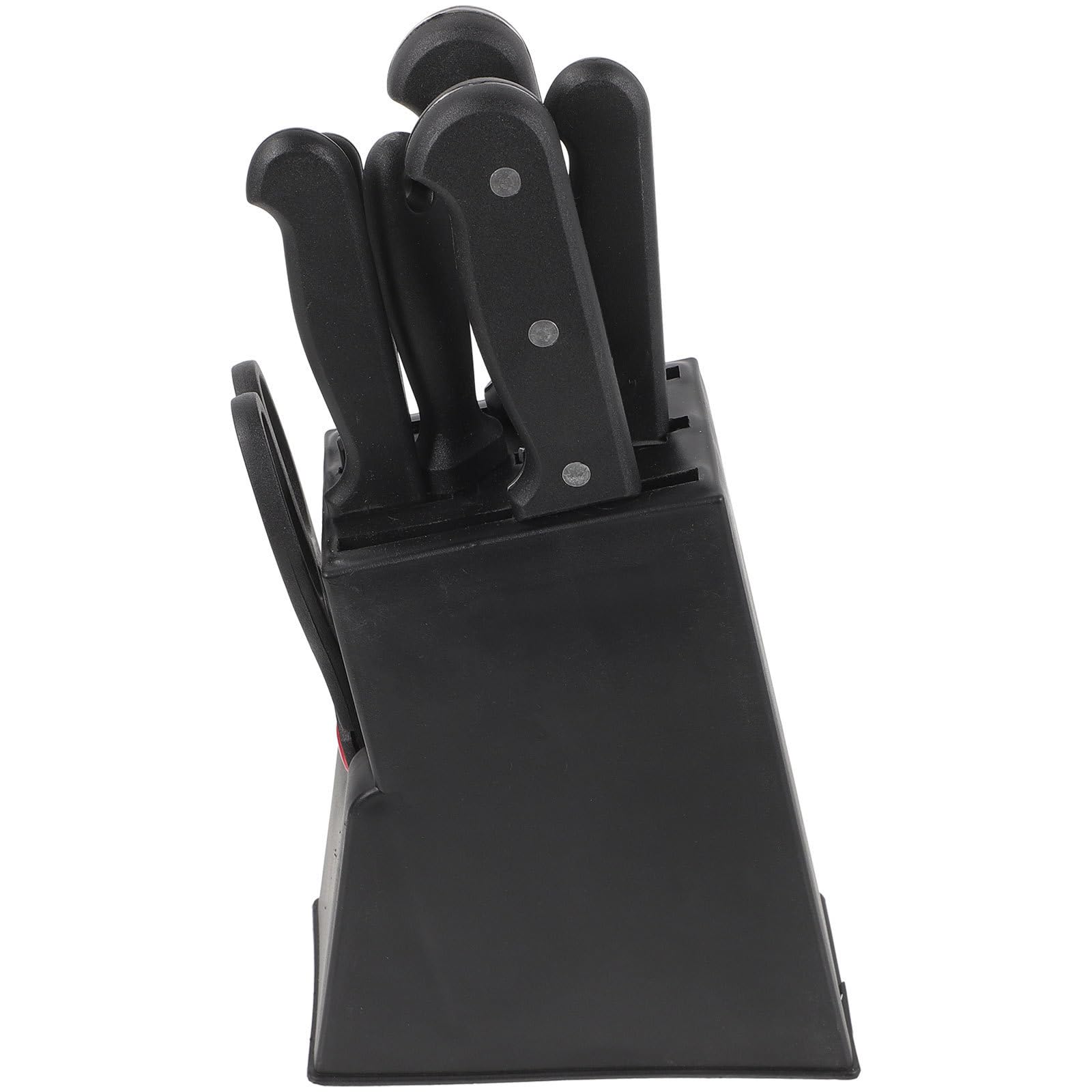 ibasenice Juego de Cuchillos de Cocina Acero Inoxidable Negro | Plástico de Agarre Cómodo, Fácil Limpieza y Apto Lavavajillas, Resistente al Óxido