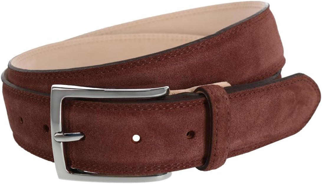 Trafalgar Men's Armando Italian Suede 35mm Feathered Edge Belt