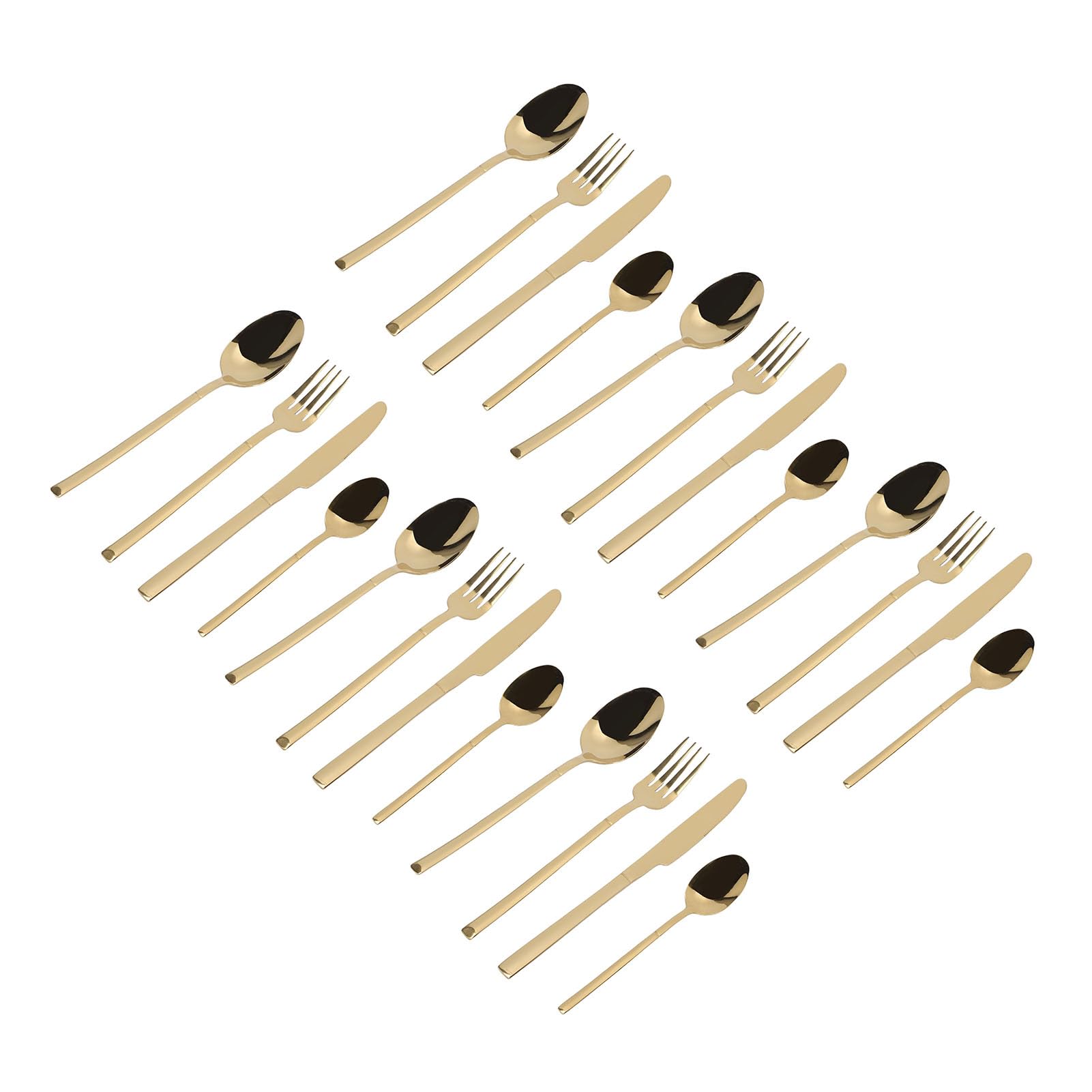 POENVFPO Set di Posate in Acciaio Inox, Utensili 18/10 (GOLD)