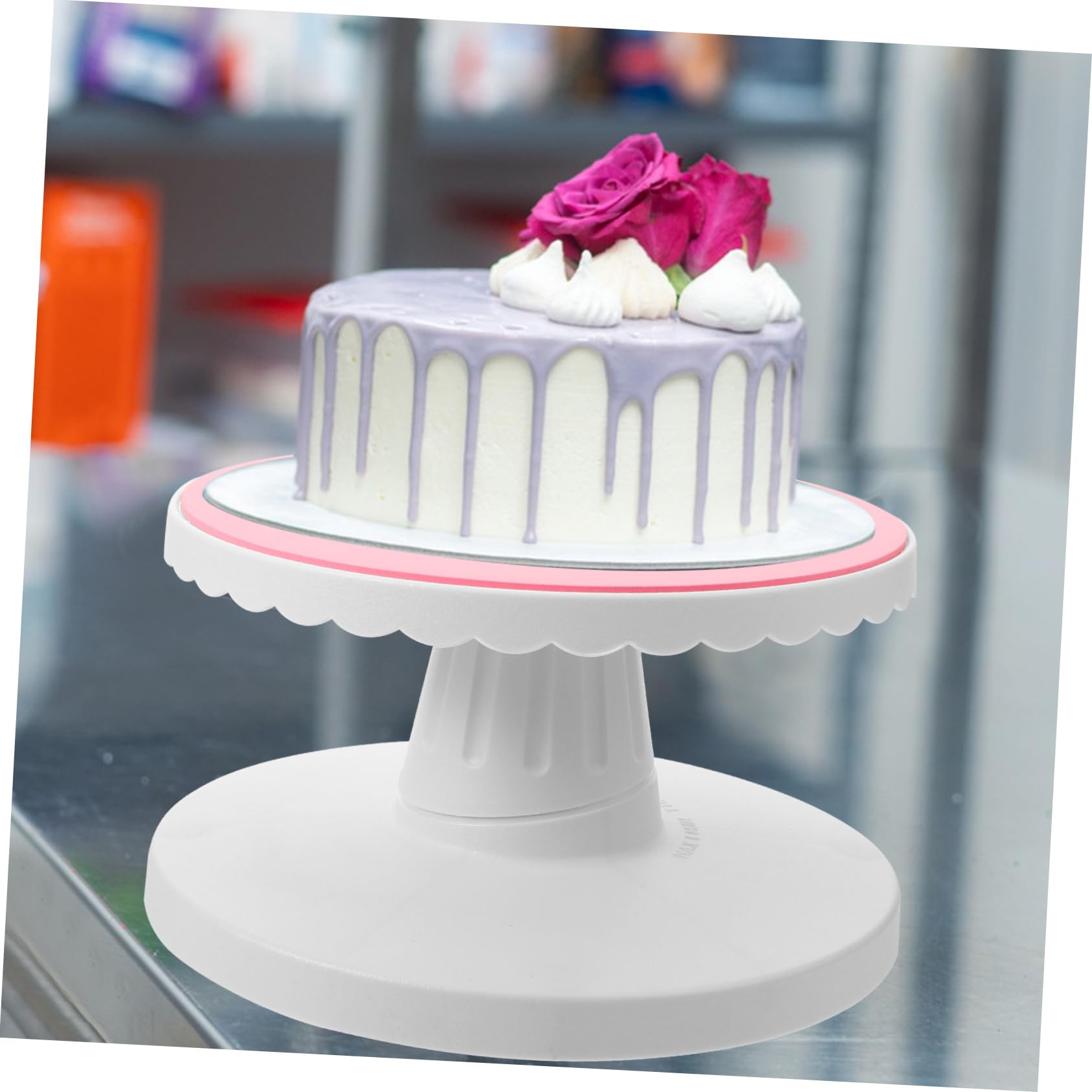 GLEAVI Plateau à Gâteau Rotatif Ajustable Pente pour Décoration de Gâteaux Outil de Pâtisserie et Facile à Nettoyer Rose