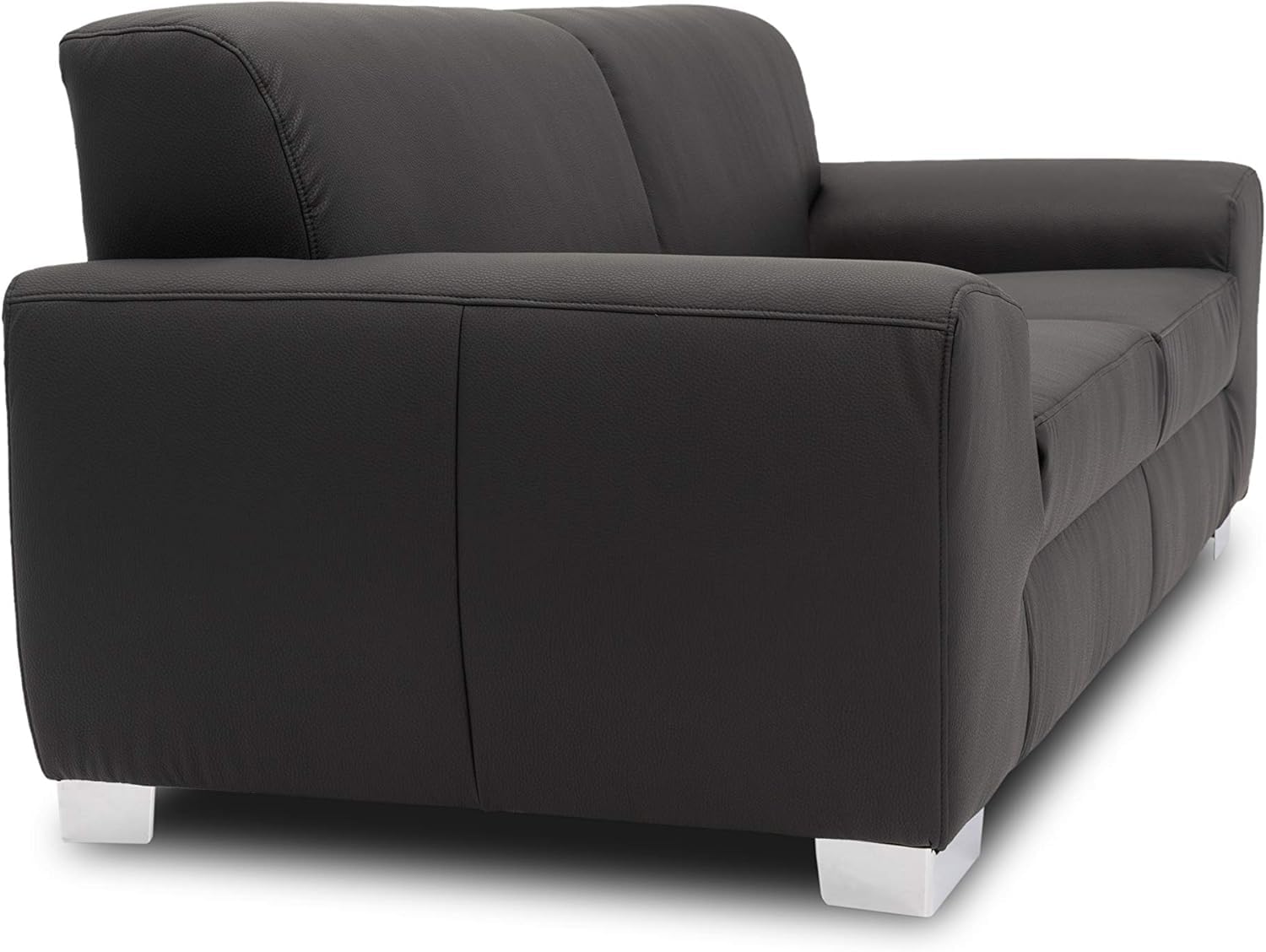 DOMO Collection Ricardo Sofa, 3-Sitzer Couch, Garnitur in Kunstleder, schwarz, 220x89x81 cm
