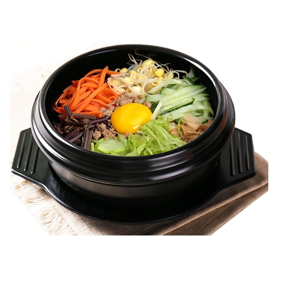 Cabilock Claypot 9 Inch Ceramic Rice Pot with Smooth Glazed Surface Even Heat Distribution Ideal for Korean Bibimbap Cooking and Household Use